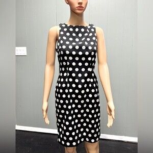 Vintage The Limited Deadstock Shift Dress Open Back Black White Polka Dot Size M